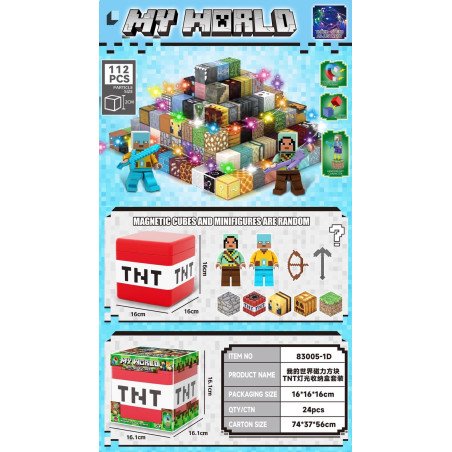 KLOCKI MAGNETYCZNE 112PCS MINECRAFT MY WORLD