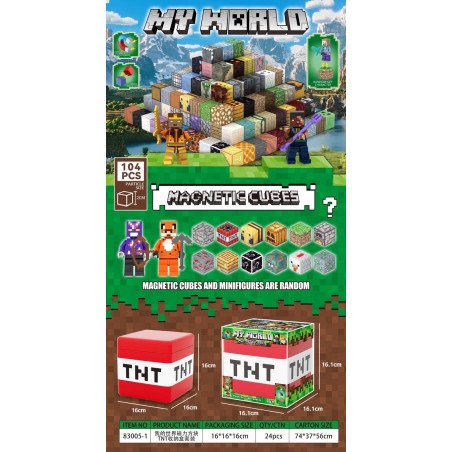 KLOCKI MAGNETYCZNE 104PCS MINECRAFT MY WORLD