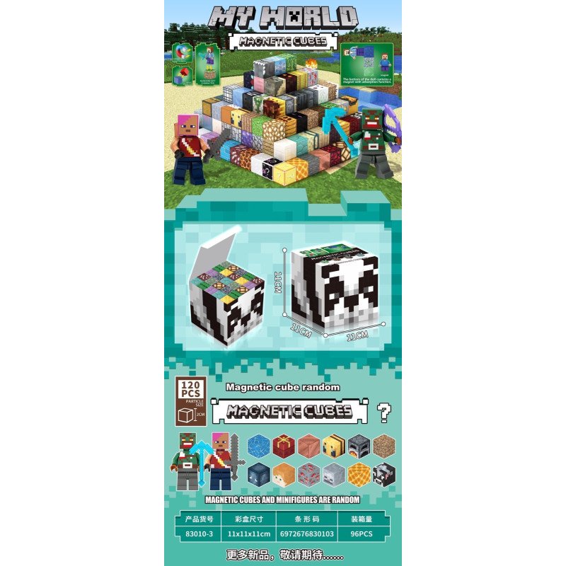 KLOCKI MAGNETYCZNE 120PCS MINECRAFT MY WORLD