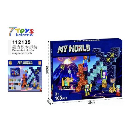 KLOCKI MAGNETYCZNE 100PCS MY WORLD MINECRAFT
