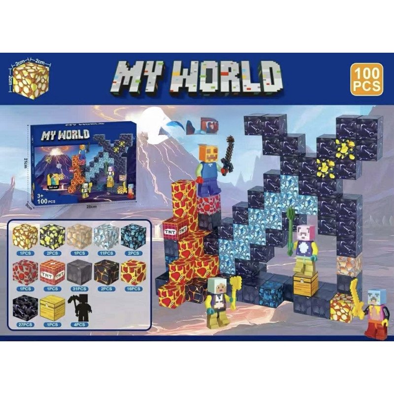KLOCKI MAGNETYCZNE 100PCS MY WORLD MINECRAFT