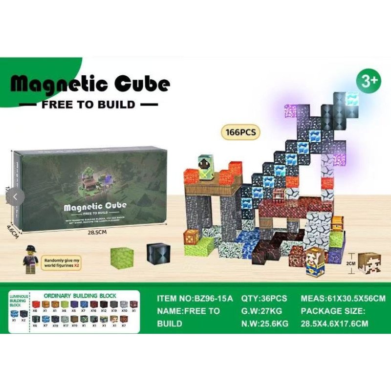 KLOCKI MAGNETYCZNE 166PCS MY WORLD MINECRAFT