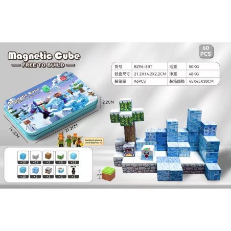KLOCKI MAGNETYCZNE 60PCS MINECRAFT