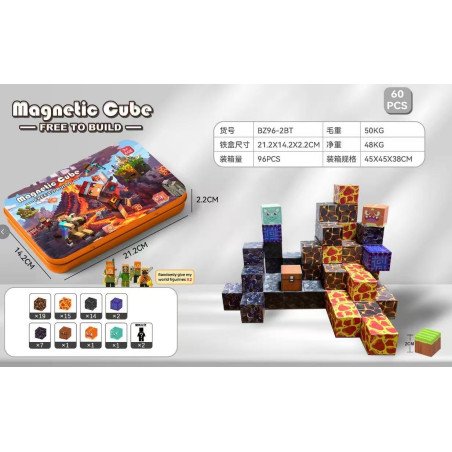 KLOCKI MAGNETYCZNE 60PCS MINECRAFT