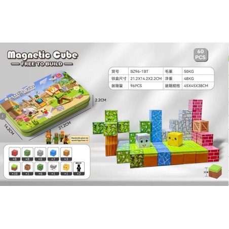 KLOCKI MAGNETYCZNE 60PCS MINECRAFT