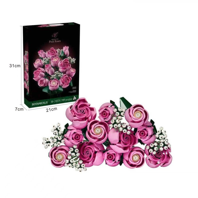 KLOCKI 10374 789PCS KWIATY PINK ROSE