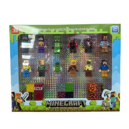 ZESTAW 12SZT FIGURKI + 12 KLOCKI MAGNETYCZNE MY WOLRD MINECRAFT