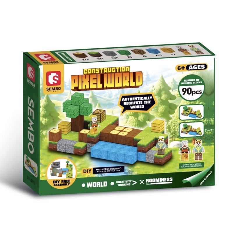 KLOCKI MAGNETYCZNE 90PCS CONSTRUCTION PIXEL WORLD