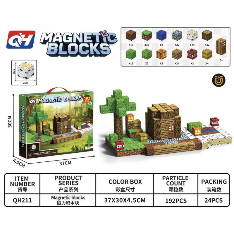 KLOCKI MAGNETYCZNE 192PCS CONTRUCTION PIXEL WORLD