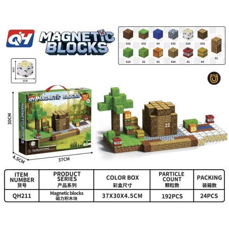 KLOCKI MAGNETYCZNE 192PCS CONTRUCTION PIXEL WORLD