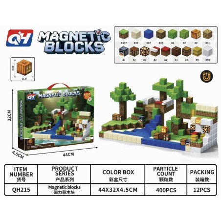 KLOCKI MAGNETYCZNE 400PCS CONTRUCTION PIXEL WORLD