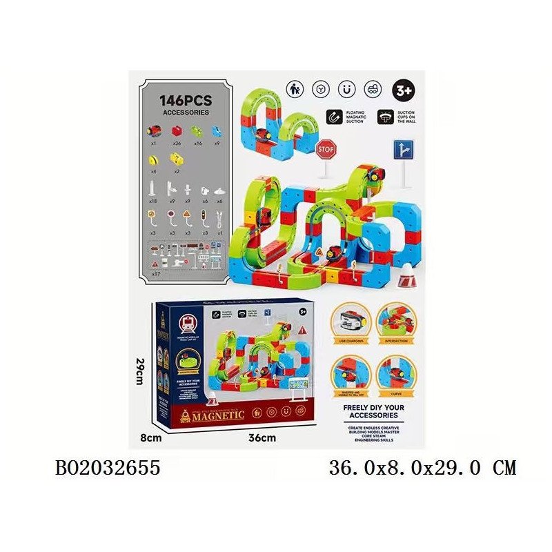 MAGICZNA KOSTKOWA KOLEJKA MAGNETYCZNA 146PCS DIY