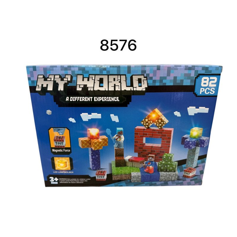 KLOCKI MAGNETYCZNE LEDOWE MY WORLD 82PCS