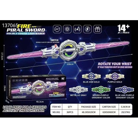 FIRE SPIRAL SWORD DOUBLE-EDGED LIGHT & MUSIC