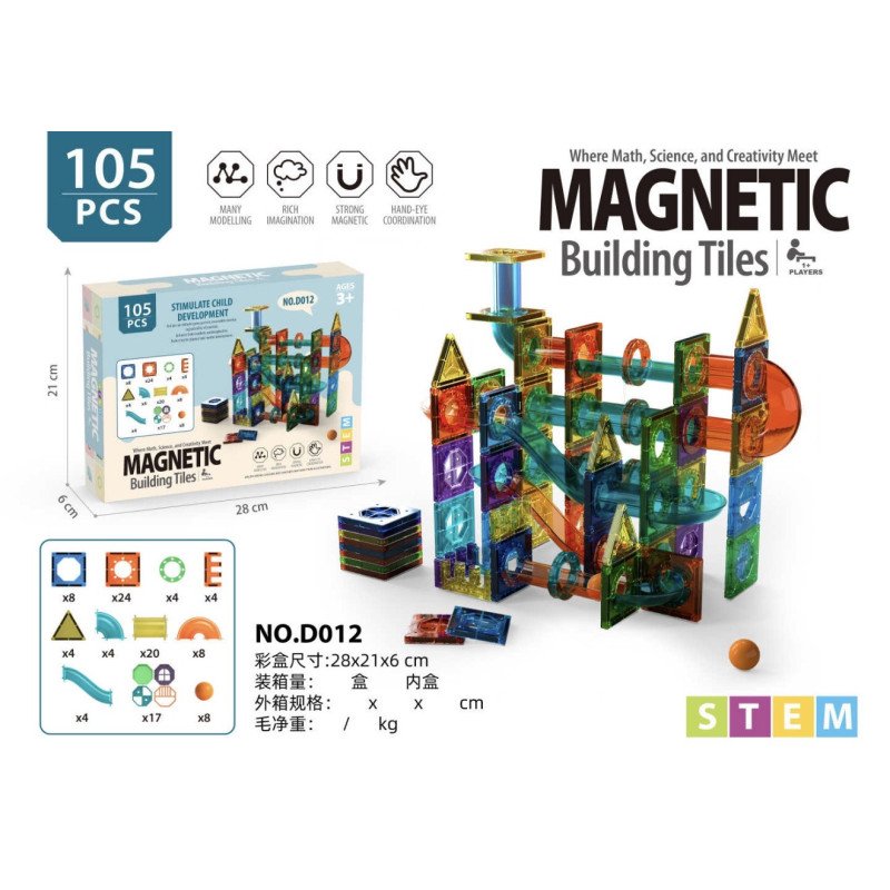 KLOCKI MAGNETYCZNE 105PCS