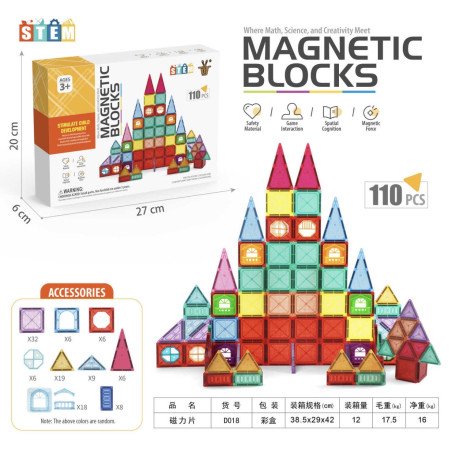 KLOCKI MAGNETYCZNE 110PCS