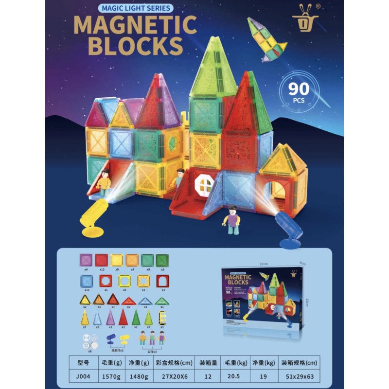KLOCKI MAGNETYCZNE 90PCS