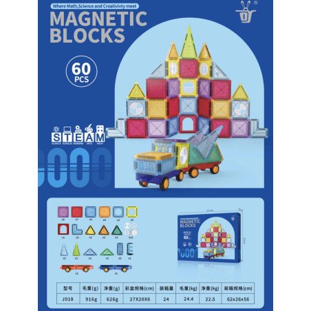KLOCKI MAGNETYCZNE 60PCS