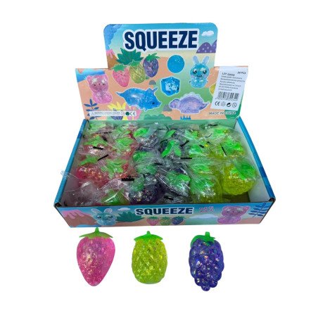 SQUISHY GNIOTEK SENSORYCZNY TRUSKAWKA, WINOGRONA, ANANASY ANTYSTRESOWY