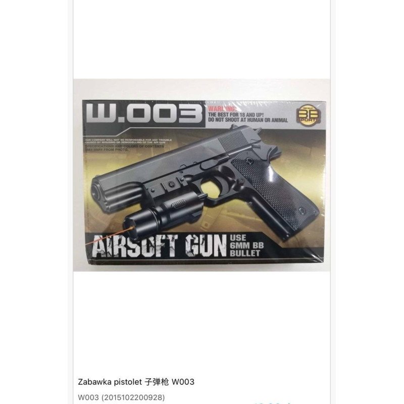 ZABAWKA METALOWY PISTOLET W.003