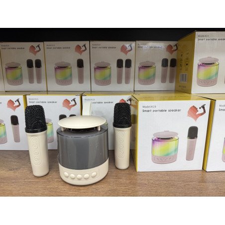 GŁOŚNIK BLUETOOTH KARAOKE RGB 2 MIKROFONY